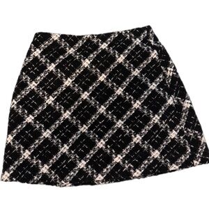 Zara Black and White A-Line Skirt